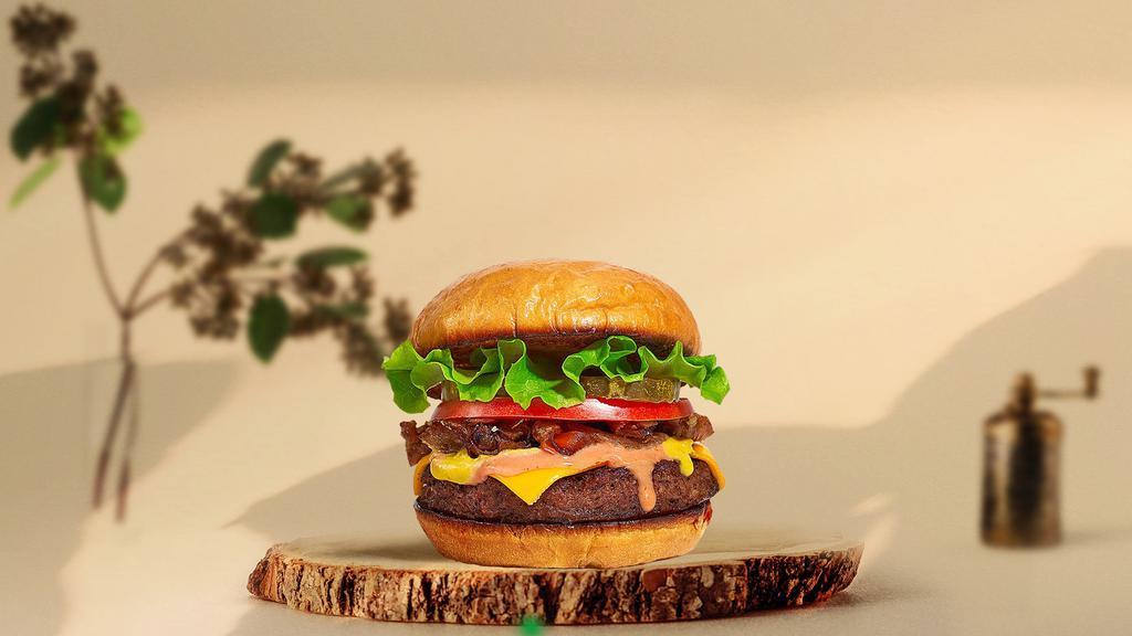 Build A Vegan Burger · Let's get creative - vegan burger style! beyond meat patty, your choice of vegan cheese, and our special sauce. Served with crispy fresh lettuce, juicy tomato, onion, and crunchy pickles.