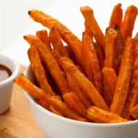Sweet Potato Fries · Fresh sweet potatoes, cut into slices, and salted and fried to perfection.