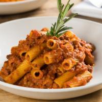 Rigatoni Alla Bolognese · With our homemade meat sauce.