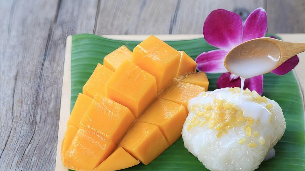 Mango Sticky Rice · whole sweet mango with coconut sticky rice