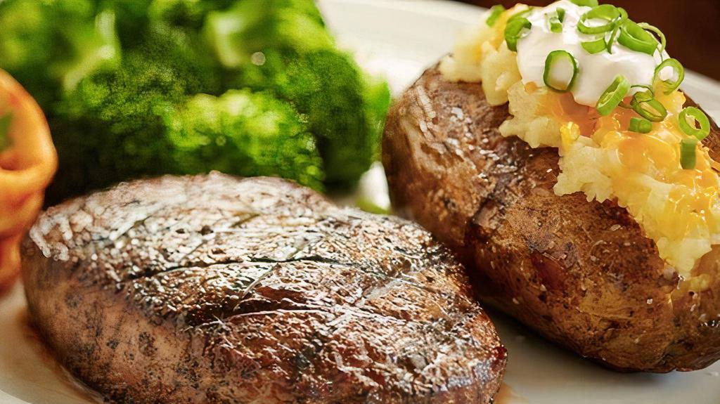 9-Oz Usda Choice Sirloin · 9-oz USDA Choice Sirloin,  fire grilled to your liking with your choice of sauce. Served with 2 regular sides.