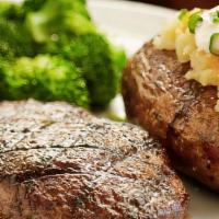 6-Oz Usda Choice Sirloin · 6-oz USDA Choice Sirloin,  fire grilled to your liking with your choice of sauce. Served wit...