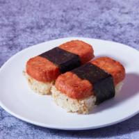 Two Spam Musubi · Two pieces of marinated cooked spam sushi. One of the most popular snacks in Hawaii.