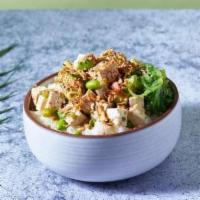 Sesame Garlic Tofu (Vegan) · Tofu marinated in garlic and ponzu, edamame, sesame seeds, seaweed salad, scallions, avocado...