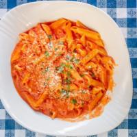 Penne Alla Vodka · Our Vodka sauce starts with our signature marinara sauce, cream spices and of course Vodka.
