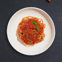 Marinara Madness · Fresh tomatoes, olive oil, and basil ground for marinara sauce cooked with spaghetti. Served...