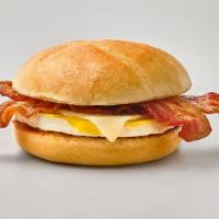 Bacon Egg & Cheese · Fresh cracked egg, bacon strips and cheese on your choice of bread