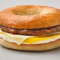 Sausage Egg & Cheese · Fresh cracked egg, breakfast sausage and cheese on your choice of bread