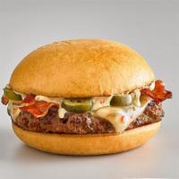 Southwest Burger · 6 oz beef burger, bacon, jalapeno's, chipotle mayo, pepper jack cheese on a bun