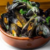Moules Frites · Mussels marineres hand cut French.