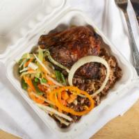 Jerk Chicken Patty · 390 calories. Chunks of marinated chicken slow roasted in the famous Jamaican jerk method, w...