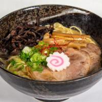 Tori Tonkotsu Shoyu Ramen · Mixed chicken and pork broth with soy sauce flavouring. Pork slices, menma bamboo shoots, sc...