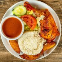 #1. 1/4 Roasted Chicken Special · Served with white rice and beans or Spanish rice, salad and sweet plantains.