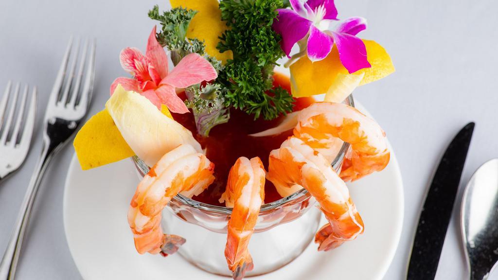 Jumbo Shrimp Cocktail · 4 pieces. Chilled Shrimp served with Cocktail Sauce.