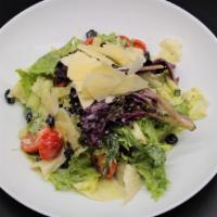 Mixed Green Salad · Cherry Tomatoes, Cucumber, Parmesan Cheese, Dry Blueberries, Served with Homemade Vinaigrett...