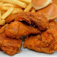 Chicken Delight Dinner · 4 pieces juicy fresh chicken, small side order and dinner roll.