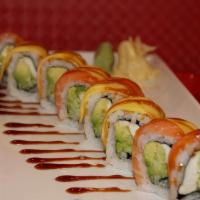 Sunset Roll
 · Seared white tuna, avocado, cucumber, salmon, eel and mango on top, served with mustard dres...