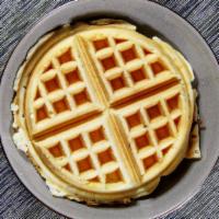 Belgian Waffle · Vegetarian, vegan. Served with a choice of topping.