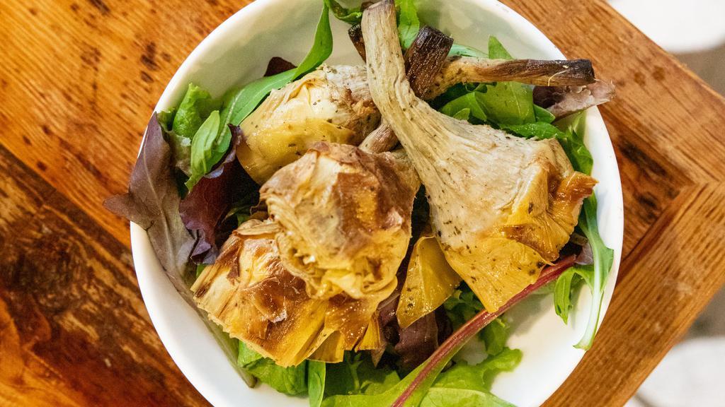 Roasted Artichokes · Serving size is 1/2 lb.