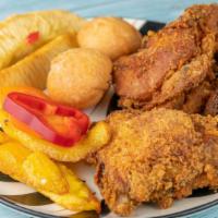 Fried Chicken · Served with rice and peas or white rice
-cabbage
call add other sides