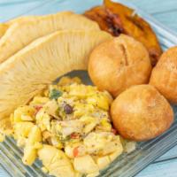Ackee &  Saltfish · Served with multiple sides, fried or boiled food specify in comment section, or call 9737824...