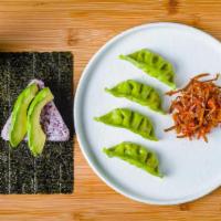 Vegan Onigiri Bento Box < Vegan > · < Vegan > YUKARI with Avocado, Cali OYAMADA or Honey Umeboshi. Vegetable Gyoza with Homemade...