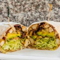 Mexican Combo Wrap · Grilled lemon chicken with avocado, bacon, melted jack cheese, lettuce and tomato. Mayo or m...