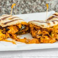  Chicken Fajita Panini · Grilled chicken, cheddar cheese, roasted peppers, onions and salsa sauce.