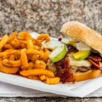 California Burger · Bacon, swiss cheese, avocado and ranch dressing.