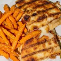 Steinway Panini · Served with grilled chicken breast, roasted red peppers, provolone cheese and Mayo.