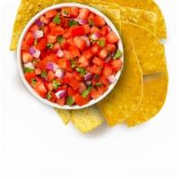 Chips + Salsa · Corn tortilla chips with our fresh tomato salsa