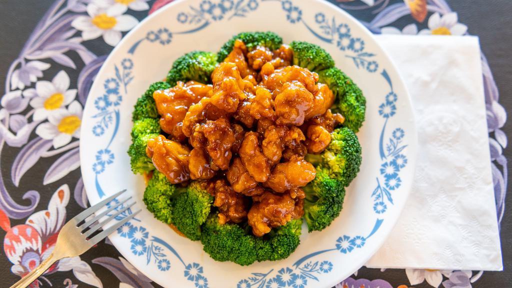 General Tso Chicken & Shrimp · With white rice. Hot and spicy.