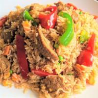 House Special Fried Rice · Fried rice with shrimp paste, house special sauce, eggs, green peas, carrots, and bell peppe...