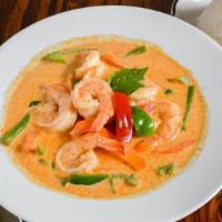 Red Curry · Spicy. Red curry paste, coconut milk, string beans, carrots, bamboo shoots, basil and bell p...