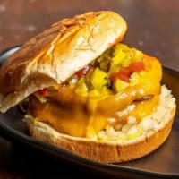 Double Cheeseburger · Cheddar + Onions + Pickles + Ketchup + Mustard