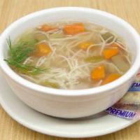 Chicken Noodle Soup · Thick with chicken and noodles.