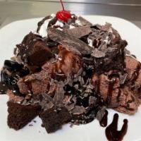 Black Forest Sundae · 2 scoops of ice cream, black cherries, German chocolate cake pieces, dark chocolate shavings...