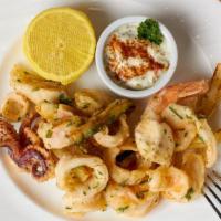 Fritto Misto · calamari, shrimp, white fish, seasonal vegetables, tartar sauce.