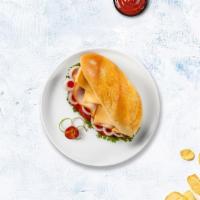 Honey Bunny Sandwich  · Maple honey turkey, muenster cheese, pepper, lettuce, tomato, onions, and honey mustard serv...