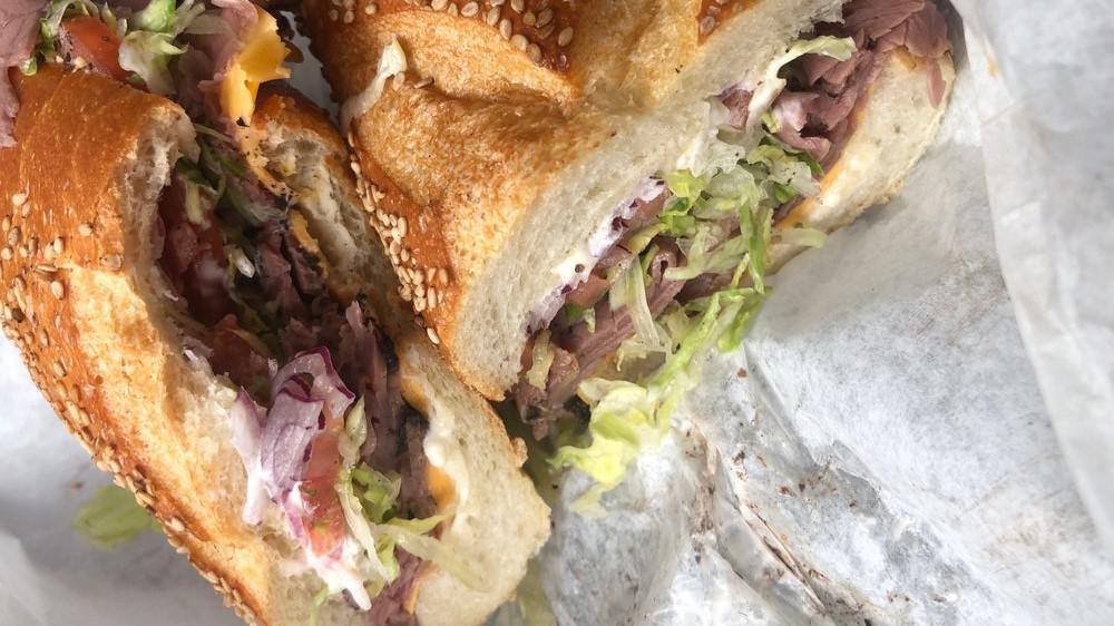 Roast Beef And Provolone Sandwich · Tender roast beef with provolone, horseradish mayo, and red onion on your choice of bread.