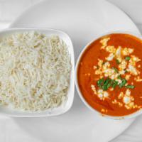 Paneer Makhani · Cubes of cheese cooked in a curry sauce.