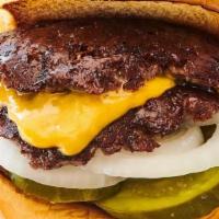 Harlem Classic W/ Impossible · Two Impossible Meat patties,  American cheese, onions, pickles, and special sauce, on a toas...