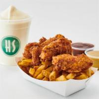 Fly Child · Chicken tenders, small fries, choice of fountain soda or vanilla or chocolate Shortie