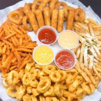 Appetizer Combo · Assorted fried appetizers. French fries, sweet potato fries, mozzarella sticks, onion rings ...