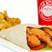 Buffalo Wrap Combo	 · Crispy chicken tossed in our signature creamy buffalo sauce, lettuce, and tomato.