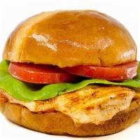 Grilled Sandwich · Grilled, marinated chicken breast with lettuce, tomatoes  and mayo.