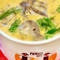Hungarian Mushroom Soup · Fresh mushrooms in our beef stock, light cream, fresh dill, Hungarian paprika and madeira wi...