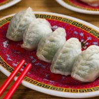 Chive, Pork, And Shrimp Dumplings (Gf) · Chive, pork, and shrimp dumplings. (5 pieces, Gluten Free). PROCESSED IN A FACILITY THAT ALS...