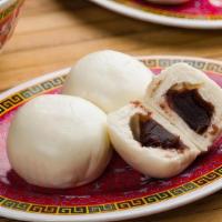 Red Bean Buns (Vg) · Steamed dessert buns with red bean filling (3 pieces).