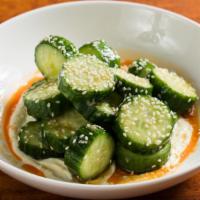 Umami Cucumber Bite · yuzu aioli, sesame seed, radish